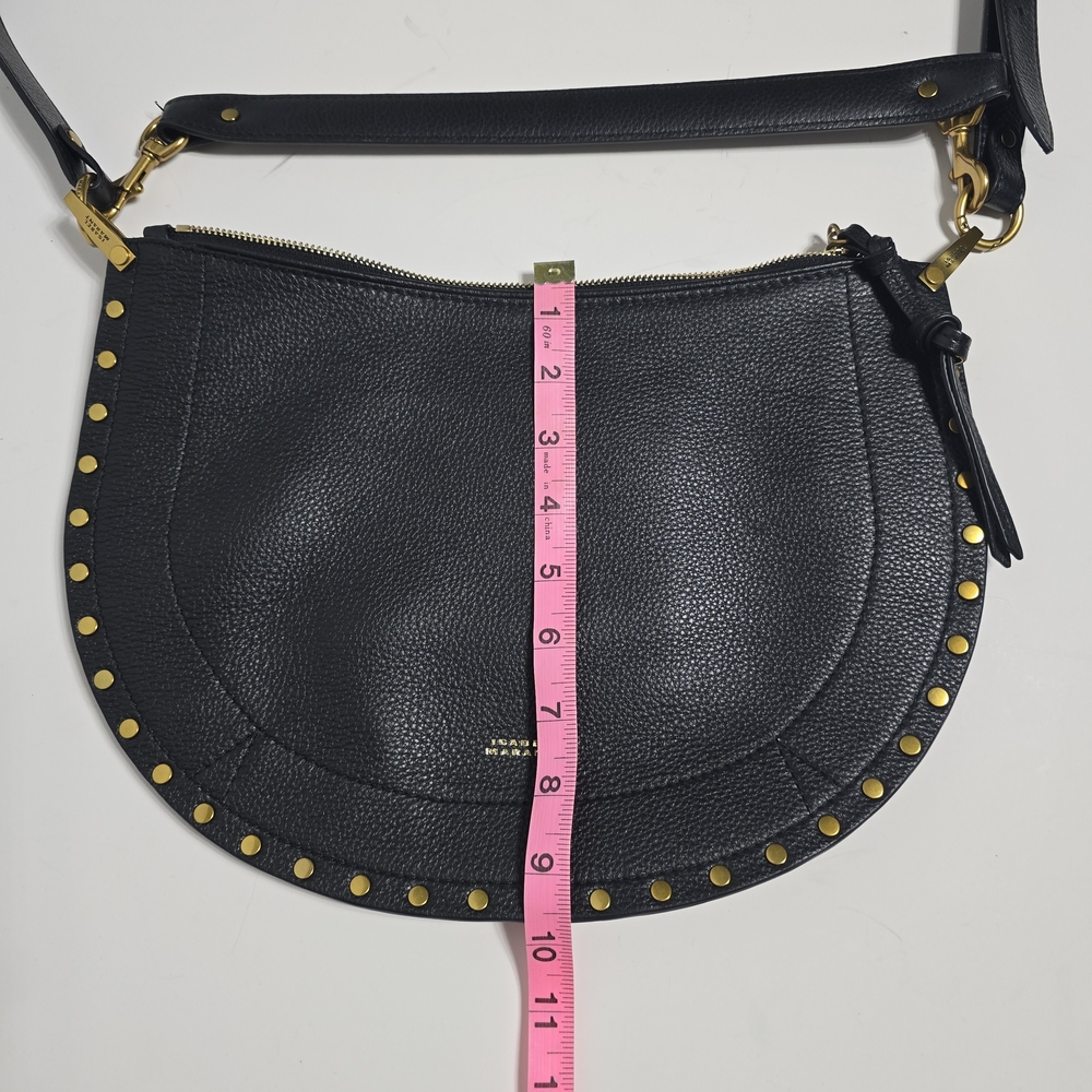 Isabel Marant Black Leather Studded Saddle Shoulder Bag - Picture 10 of 14